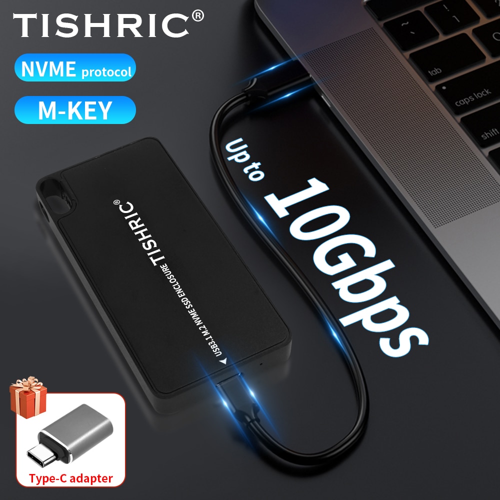 TISHRIC 알루미늄 단일 NVME 프로토콜 솔리드 스테이트 드라이브 박스, USB3.1 M.2 NVME SSD 인클로저 케이스 지지대, 5TB